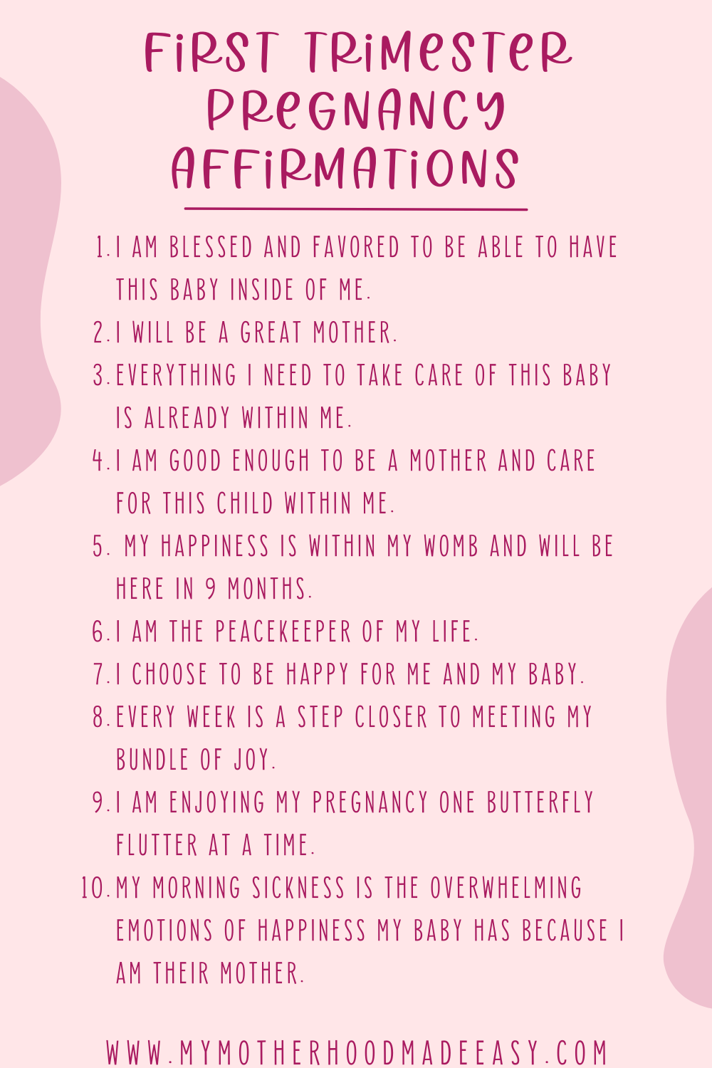 Positive First Trimester Pregnancy Affirmations for Mommy To Be