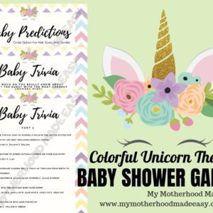 Colorful Unicorn Themed Baby Shower Games