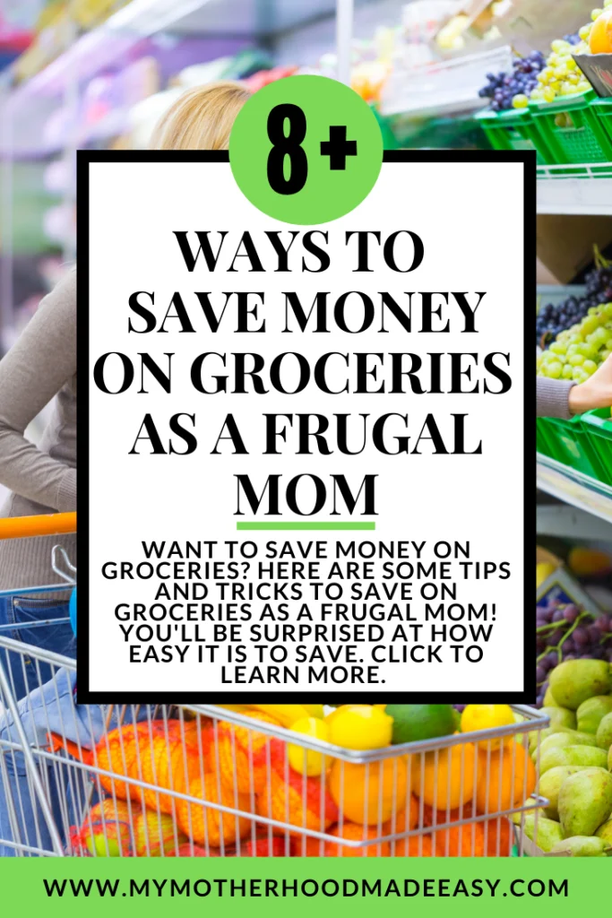 Here are some tips and tricks to saving money on groceries as a frugal mom! You'll be surprised at how easy it is to save.