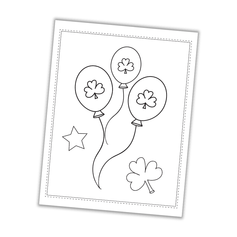 3 Leaf Clover Balloons Coloring Page | St Patricks Coloring Pages