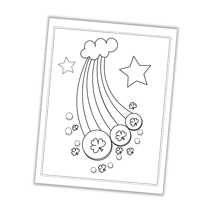 Rainbow of Gold with Stars Coloring Page