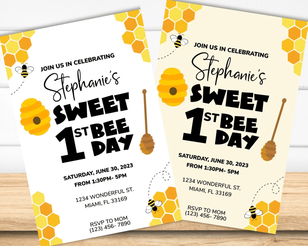 Sweet 1st Bee Day First Birthday Party Invitation | baby first birthday ideas