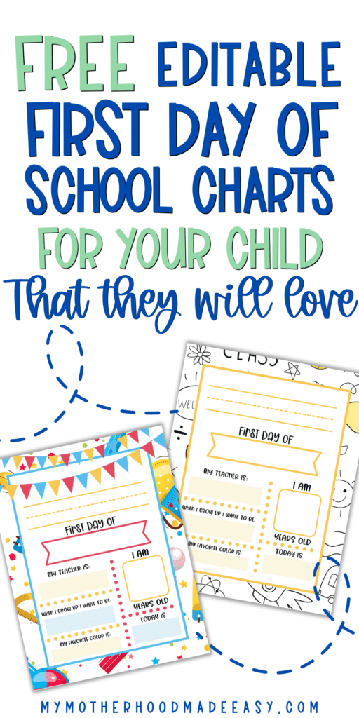 Start the school year off with a fun tradition! These free printable First Day of School Signs are perfect for taking your first day of school picture. It includes both a boy and girl version (unisex), so you can choose the one that best suits your family. Just download, print, and have your child take their picture in front of it on their first day of school!