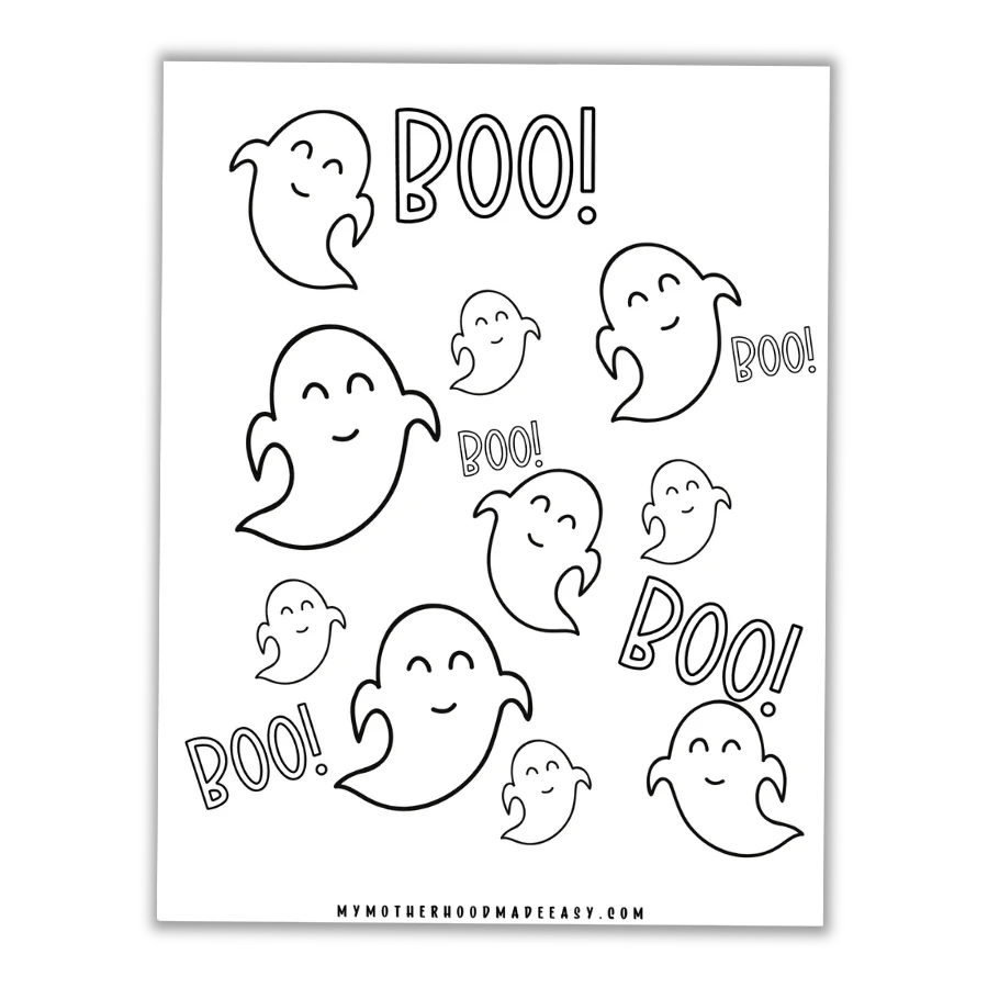 Looking for a festive and fun activity for the whole family this Halloween? Look no further than the Cute Ghost Halloween Coloring Pages from My Motherhood Made Easy LLC. This coloring page is Boo-tiful (see what we did there?), and it's perfect for getting everyone in the holiday spirit.
The Cute Ghost Halloween Coloring Pages contains different size ghosts with the words "Boo" all over the page. What's great about this coloring page is that it's versatile - it can be used for both younger and older kids. For the younger ones, they'll love coloring in the ghosts and seeing their finished product come to life. And for older kids, they can have fun trying to find and count all of the ghost and boos!
