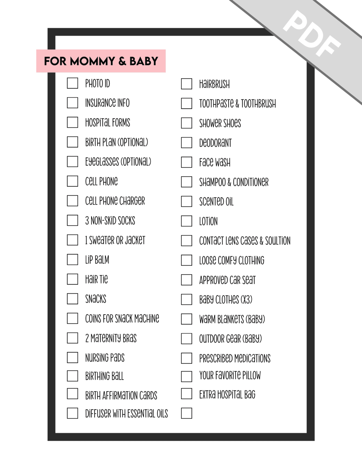What to Pack in Your Hospital Bag for a Natural Birth [+Checklist] – My ...