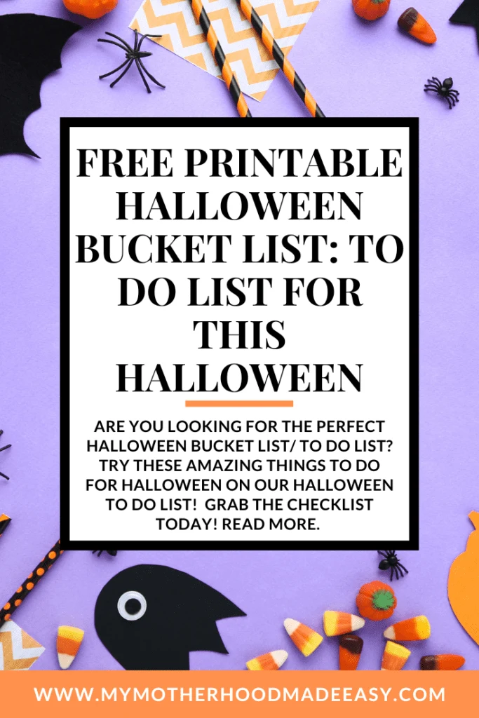 Looking for the best Happy halloween bucket list for things to do for halloween? Check out this amazing Halloween to do list + Free Printable Happy Halloween Bucket List Checklist!