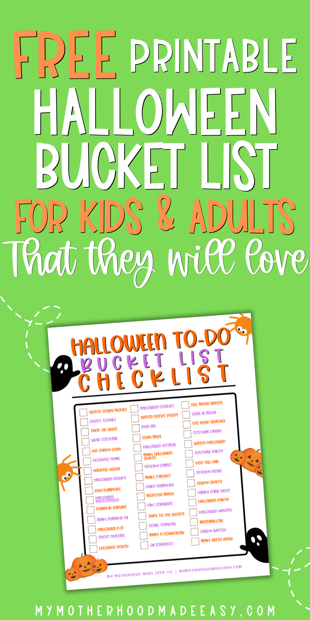 Free Printable Halloween Bucket List: To Do List For this Halloween ...