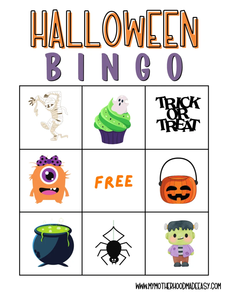 Free Printable Halloween Bingo Cards PDF – My Motherhood Made Easy