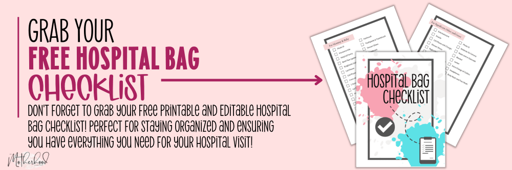 Not sure what to pack in your hospital bag as a first time mom? Here is a list of must haves items in your hospital bag + Checklist! Grab this printable hospital bag checklist PDF for FREE! This hospital bag checklist is printable and perfect to check everything off that you need in your hospital bag to help with an easy labor and delivery process. This Printable and editable hospital bag checklist helps you pack your hospital bag items for mom, baby, and dad! Grab this printable hospital bag checklist now!