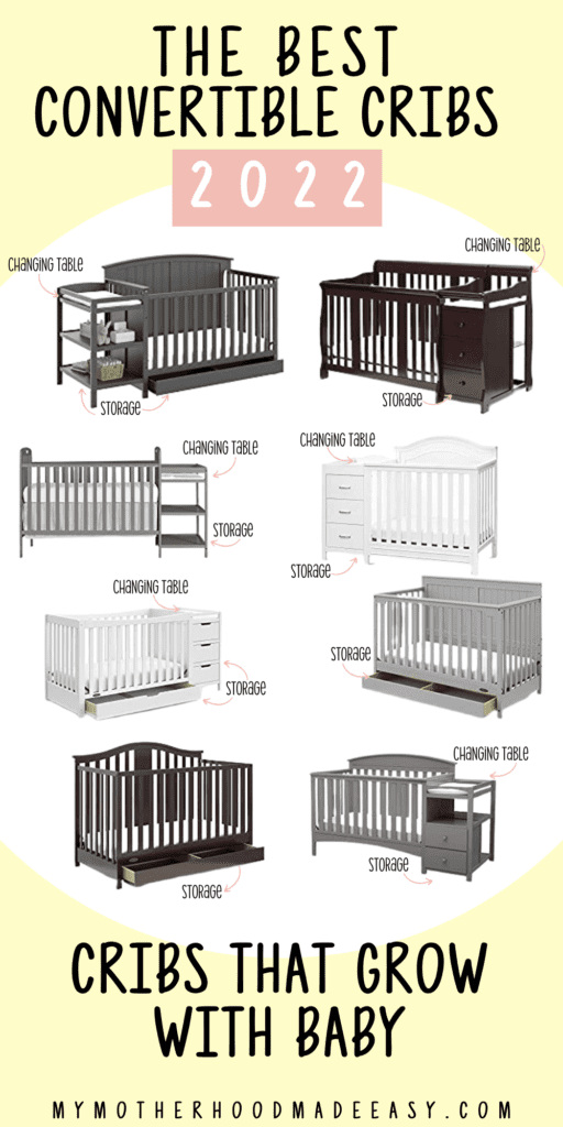 Looking for the best convertible cribs with changing table with dresser that makes the perfect baby bed? Look no further for we have the best convertible cribs of 2022 that comes with a changing table, storage, diaper changing, dresser, and so much more! Not to mention how these convertible cribs grow with baby every step of the way. Converting from a crib to a toddler bed, full size bed even to a queen size bed in the future. See these awesome baby cribs now!