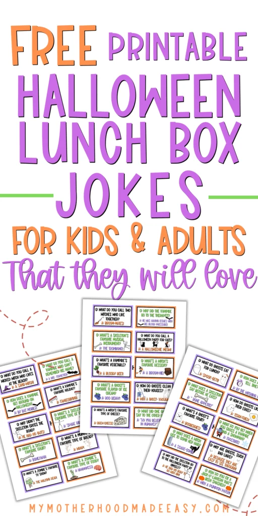 Looking for funny Halloween Jokes for Kids to put in their lunch box notes? Check out our 31+ Funny Halloween Jokes for Kids + Printable!