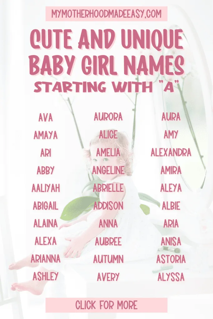 150+ Cute and Unique Baby Girl Names Starting With A  with Meanings
Looking for girl names starting with A? We've gathered a list of some of our favorite girl names that begin with A. Baby girl names starting with A. #babygirl #girlnames #babygirlnames #stronggirlnames #biblicalgirlnames #beautifulgirlnames #cutebabygirlnames #countrybabygirlnames #southernbabygirlnames #babygirlnamesstartingwithA #oldfashionedbabygirlnames #uniquebabygirlnames #rarebabygirlnames