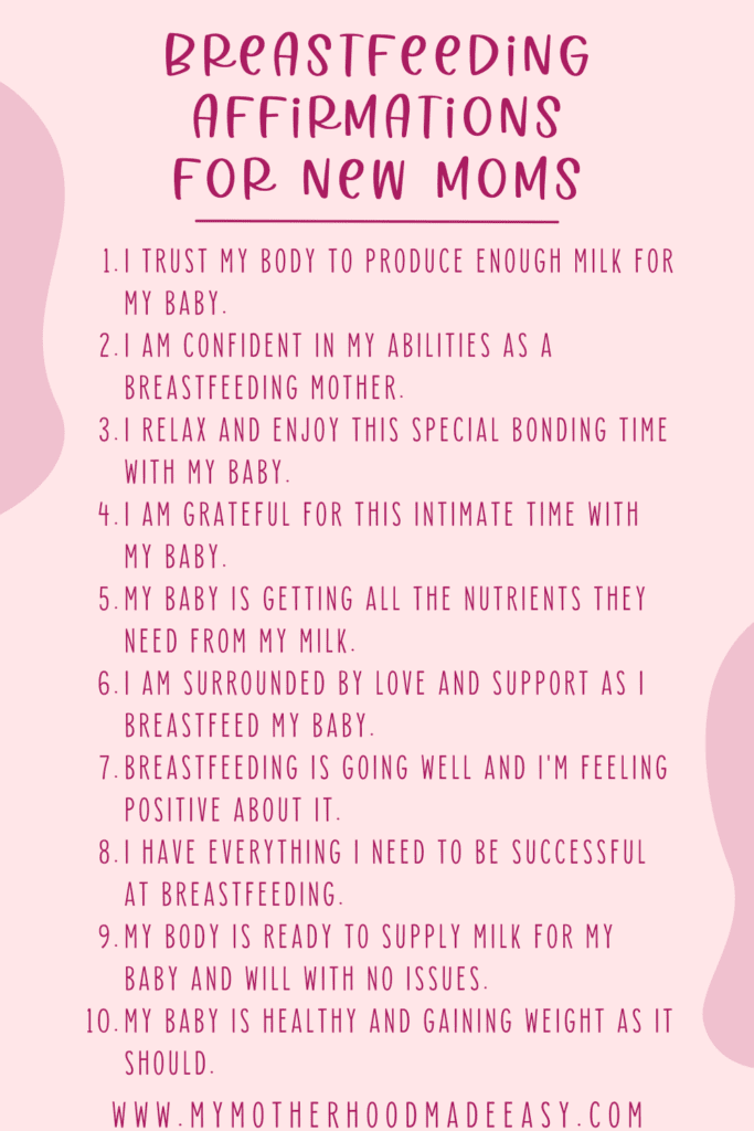 Here are Breastfeeding affirmations to help you get through breastfeeding as a new mom. 