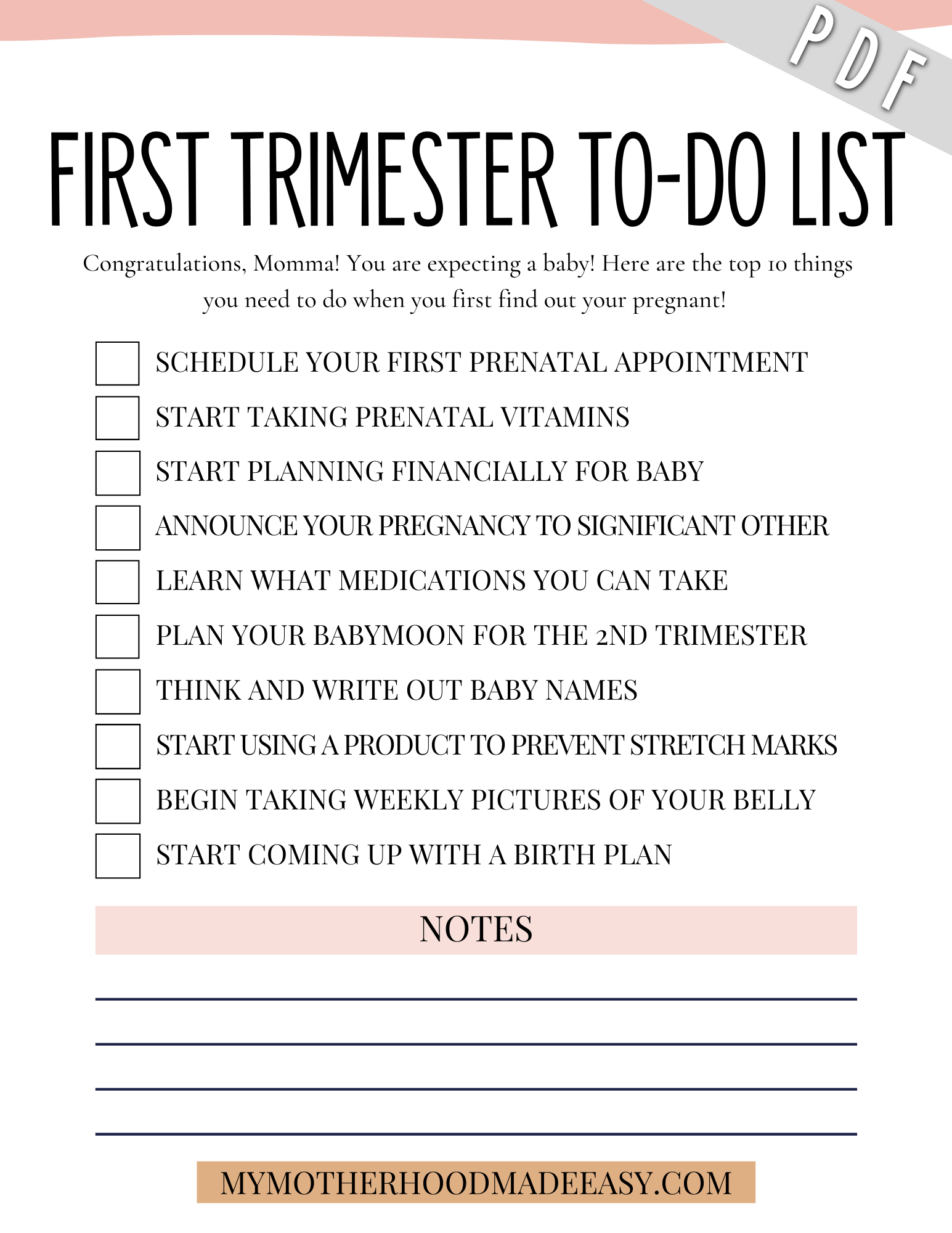 First Trimester To Do List For Mommy To Be [+ Free Checklist for Moms ...