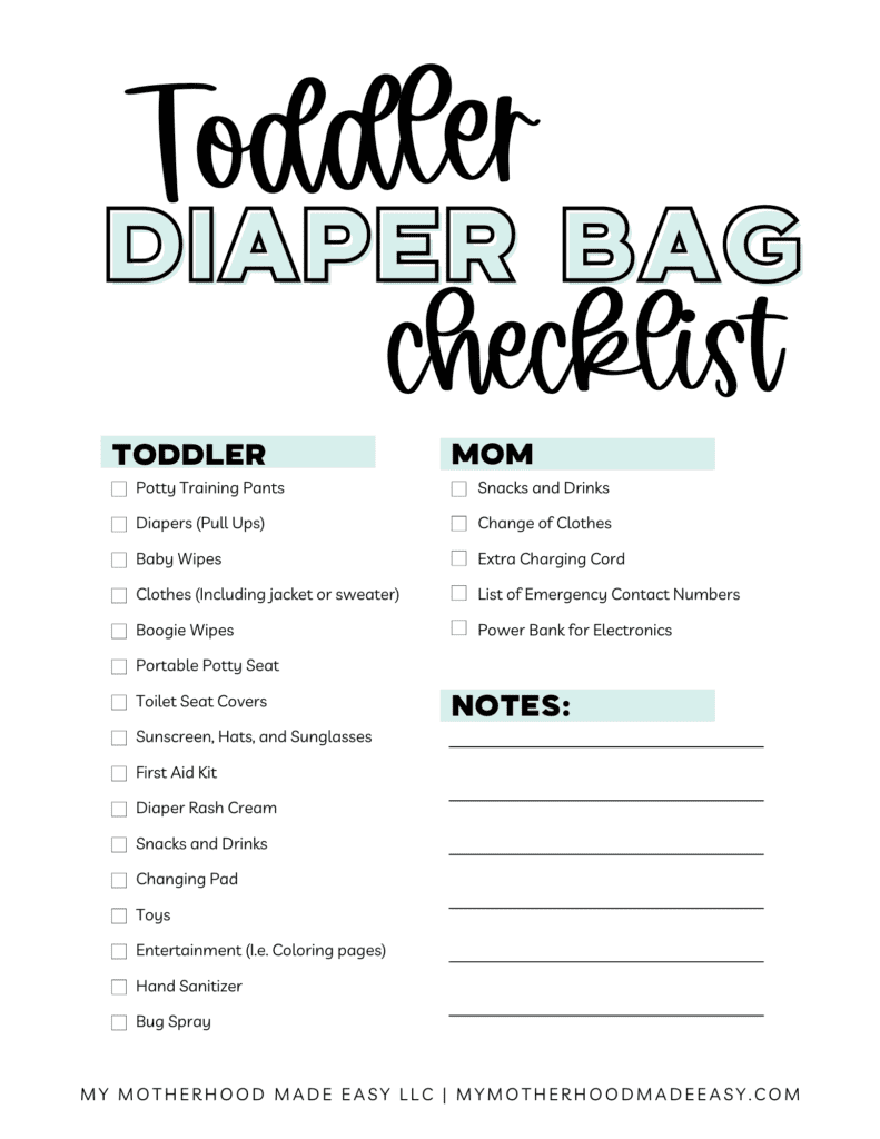 Wondering What to pack in your Diaper Bag for a toddler? Check out our Ultimate Diaper Bag Essentials for Toddlers list + Checklist PDF! Don't forget to grab our Free Printable Toddler Diaper Bag Checklist PDF!