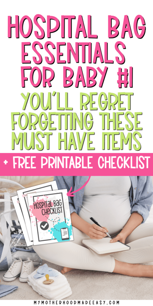 Not sure what to pack in your hospital bag as a first time mom? Here is a list of must haves items in your hospital bag + Checklist! Grab this printable hospital bag checklist for FREE! This hospital bag checklist is printable and perfect to check everything off that you need in your hospital bag to help with an easy labor and delivery process. This Printable and editable hospital bag checklist helps you pack your hospital bag items for mom, baby, and dad! Grab this printable hospital bag checklist now!