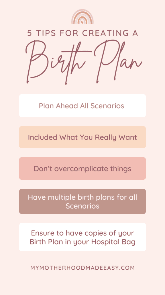 5 tips for creating a birth plan that works !