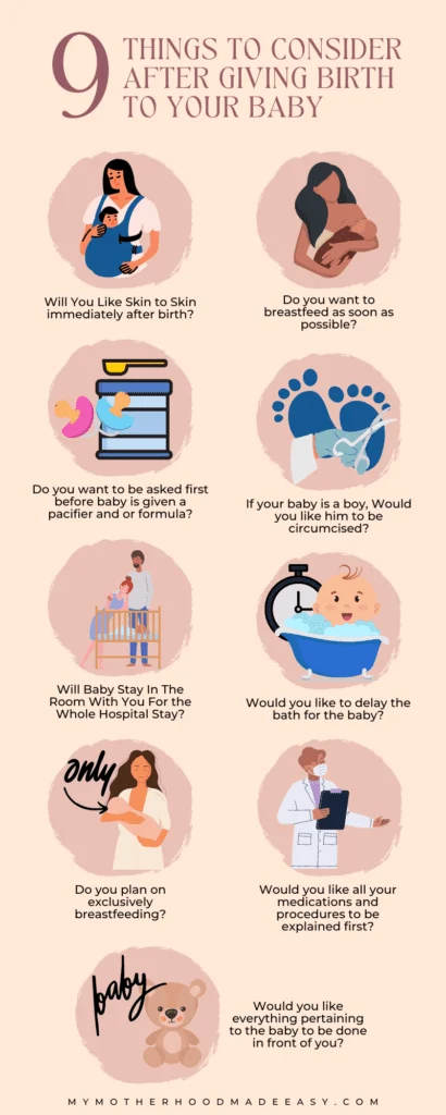 9 Things To Consider after giving birth to your baby - How to create a birth plan