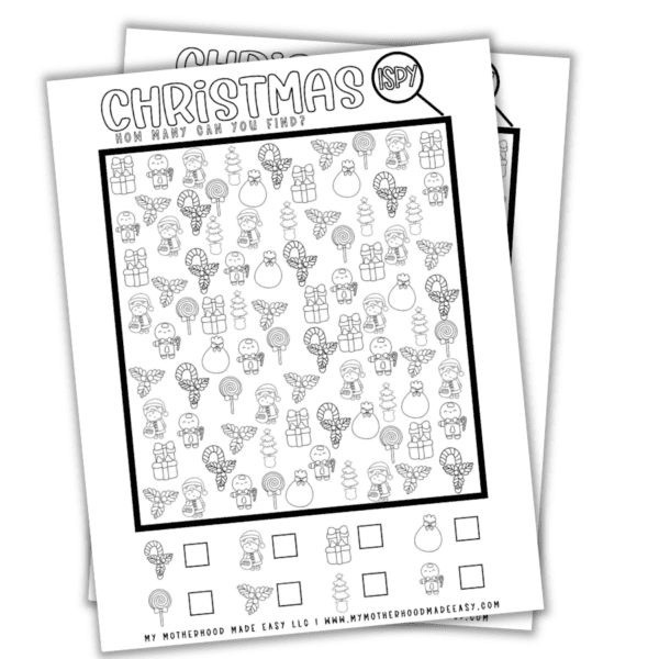 Free Printable Christmas I Spy Worksheets PDF for Kids 2025