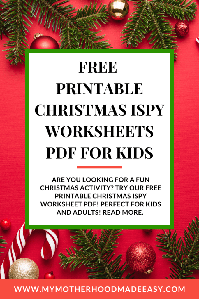 FREE Printable Christmas iSPY Worksheets PDF for kids