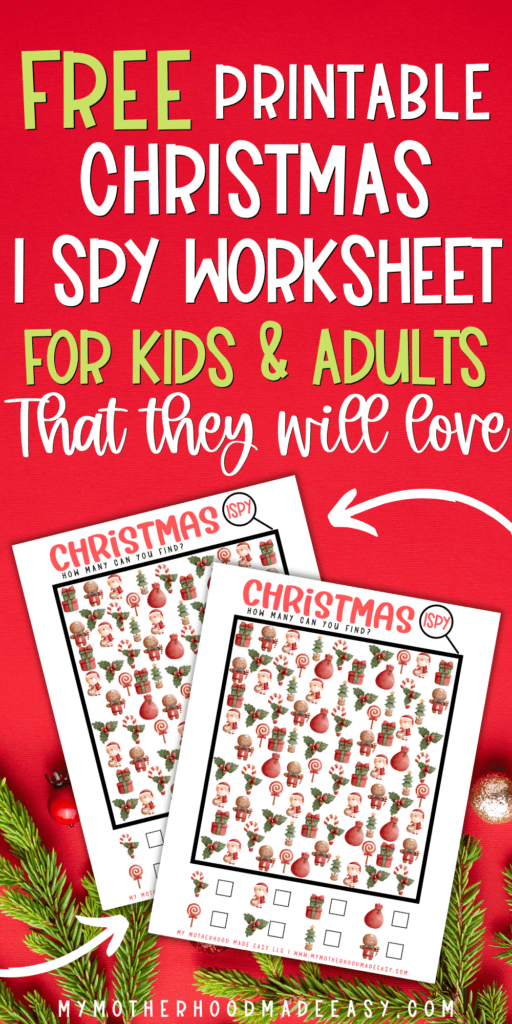 FREE printable Christmas  I Spy Worksheets PDF for kids and adults that you'll love