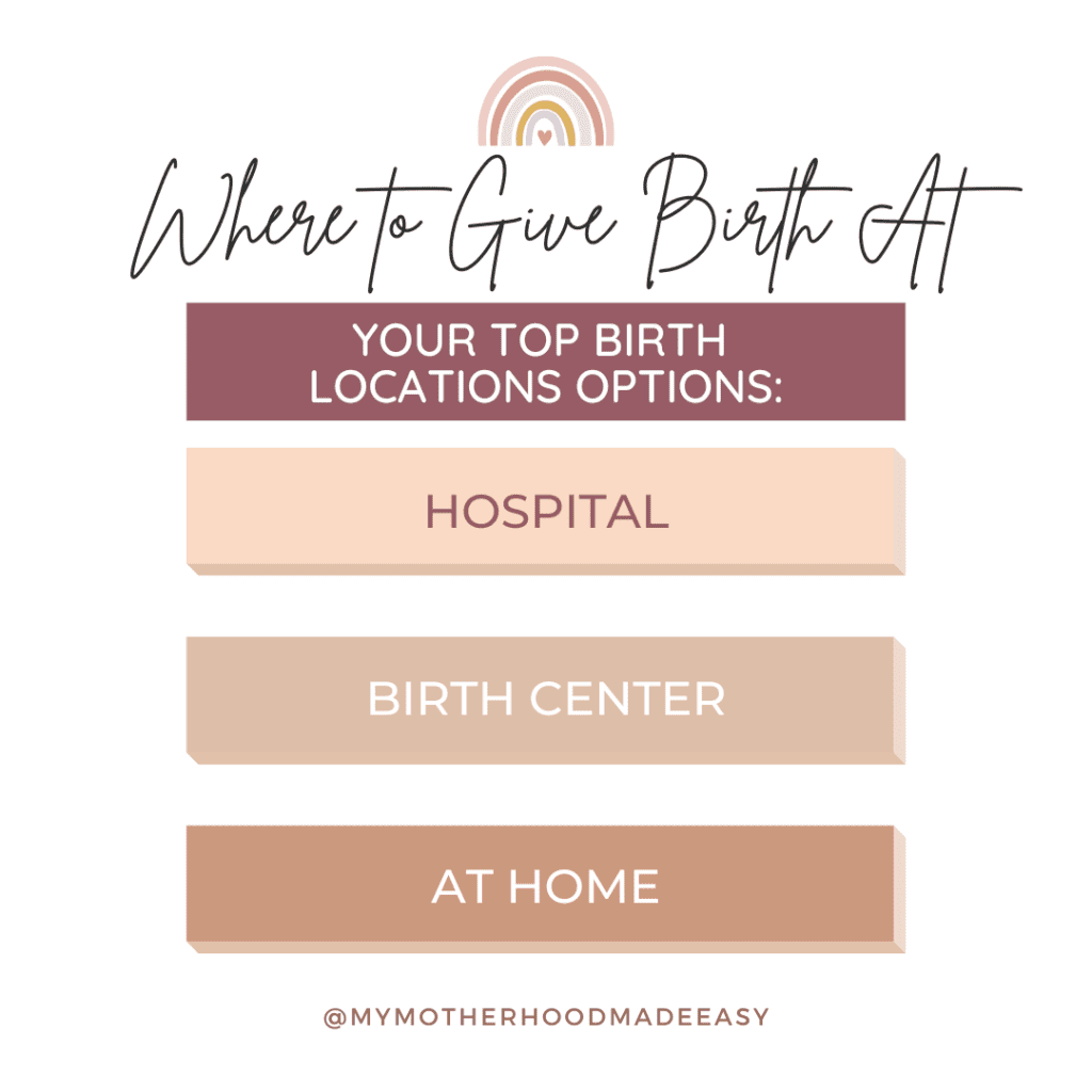 Where to Give Birth At - Birth Plan ; give birth at the hospital, at home, birth center, or somewhere else