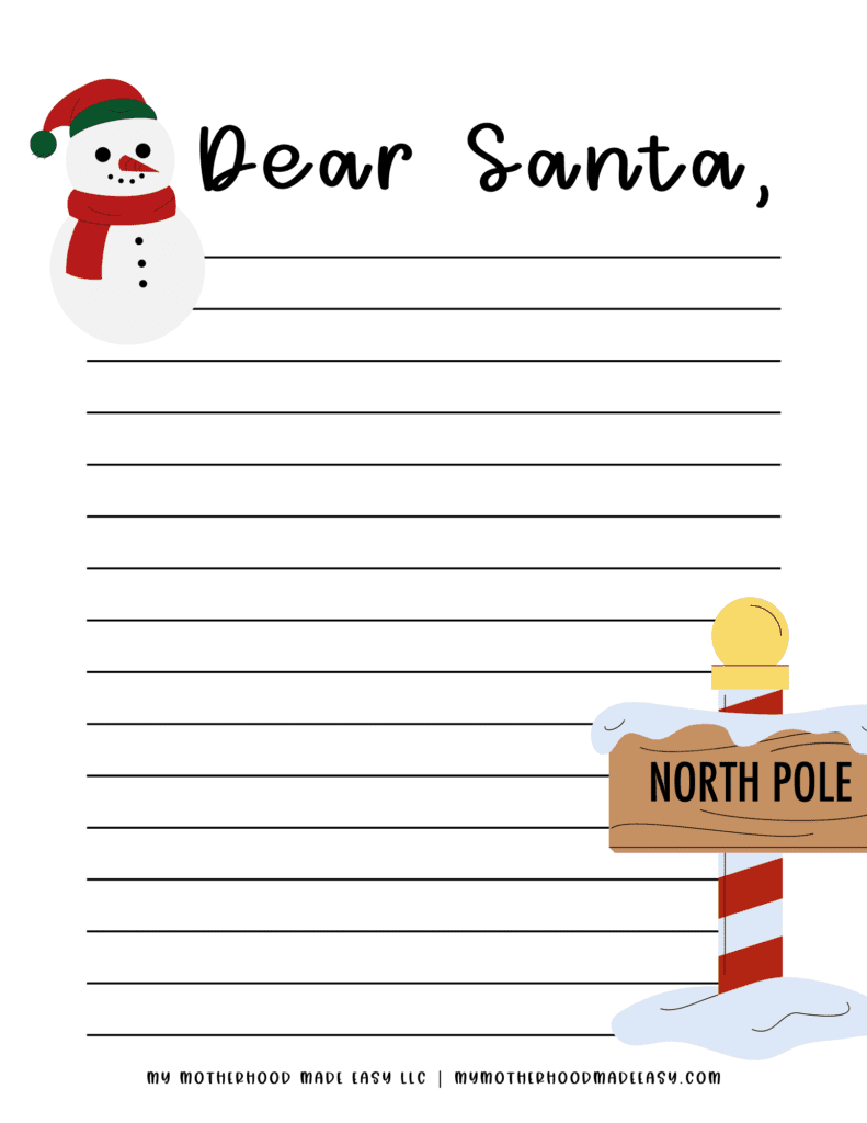 free printable letter to santa template dear santa north pole