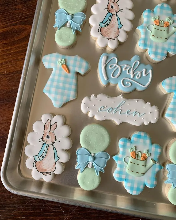 Peter Rabbit-themed Baby shower cookies