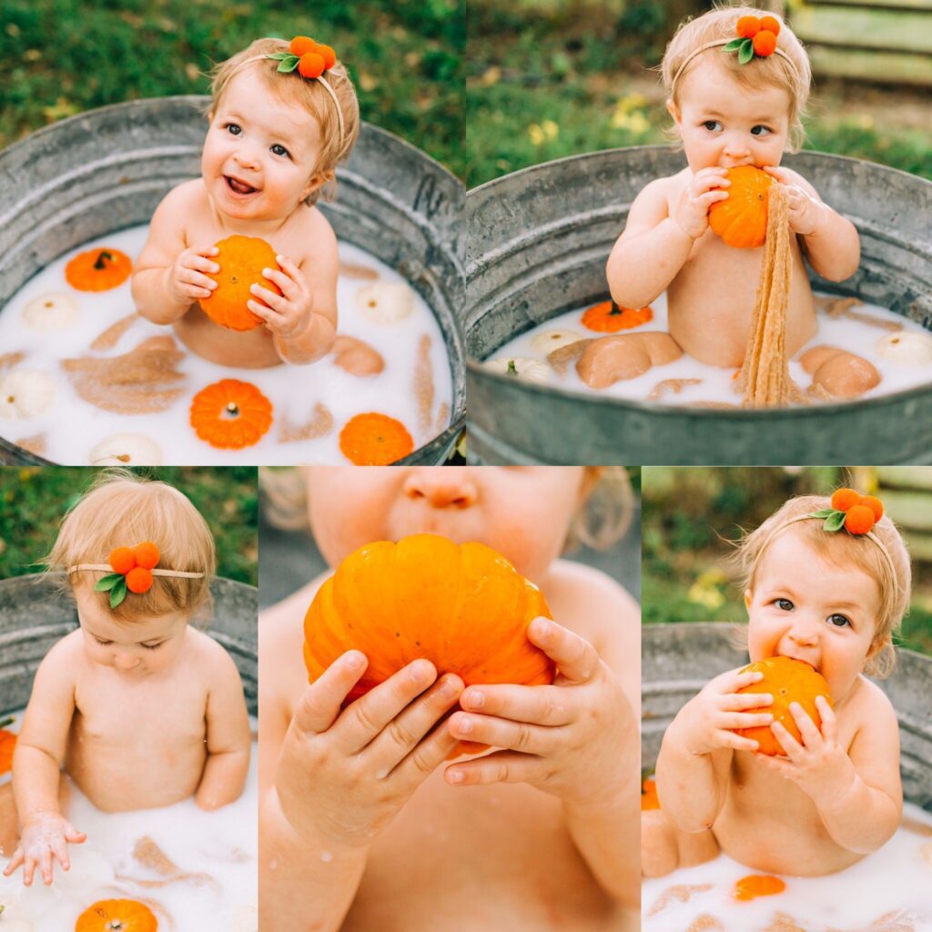 One Sweet Pumpkin Milk Bath - Baby Fall Picture Ideas