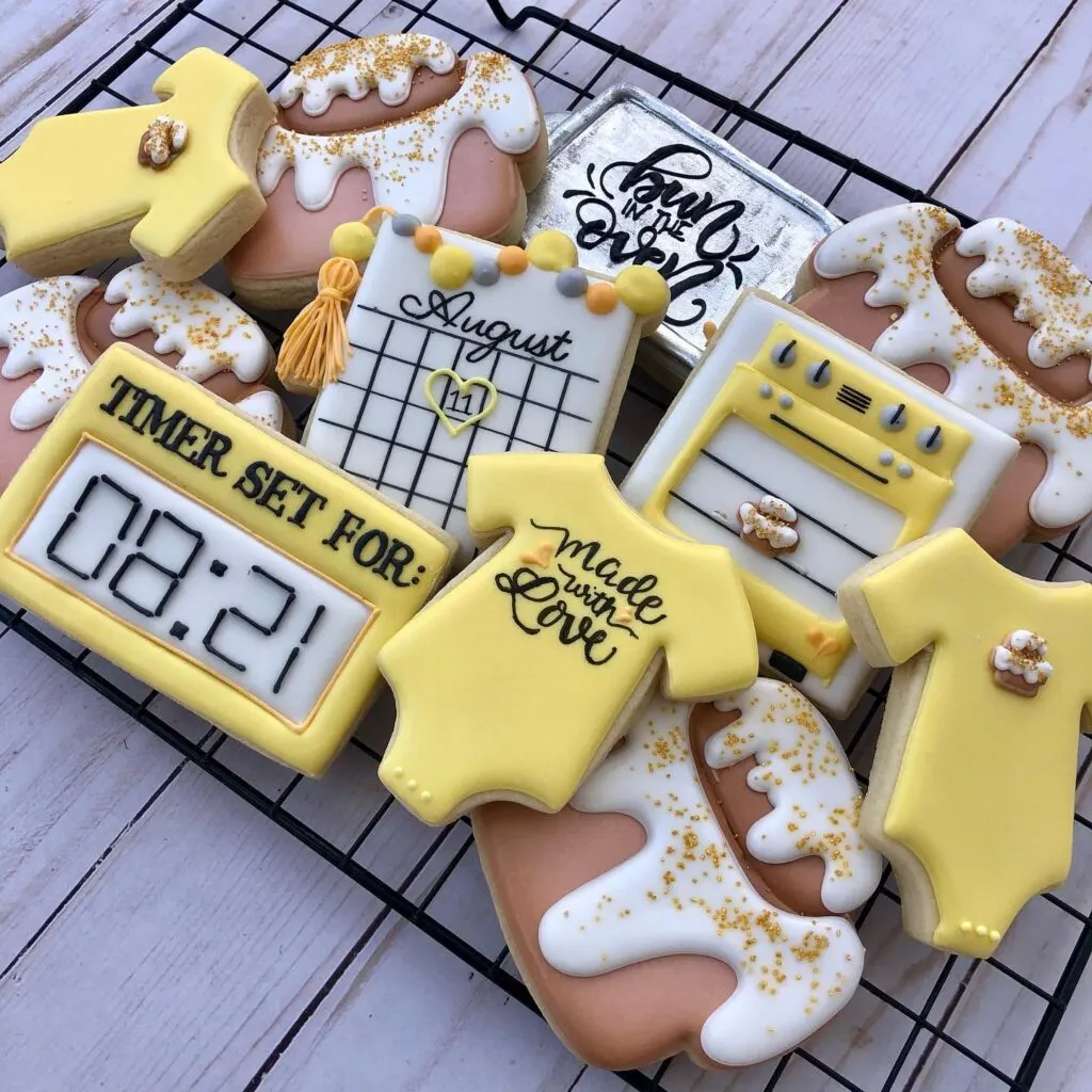 Made with Love Yellow Pregnancy Announcement Cookies