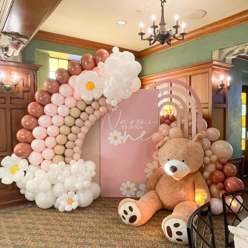 Pink teddy bear baby shower