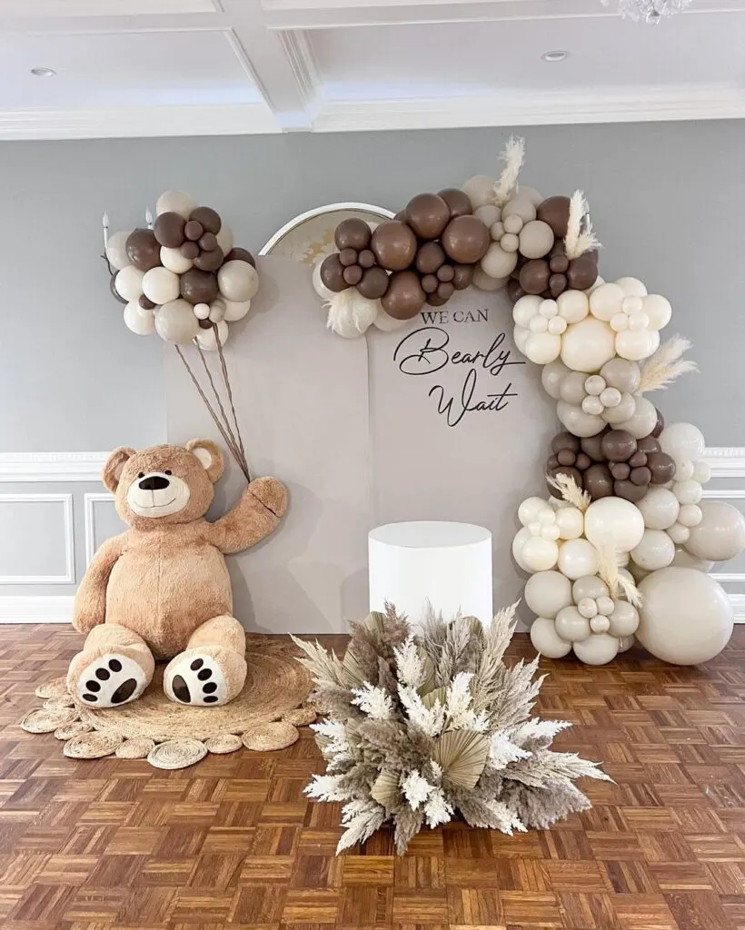 Teddy Bear Backdrop with Balloons