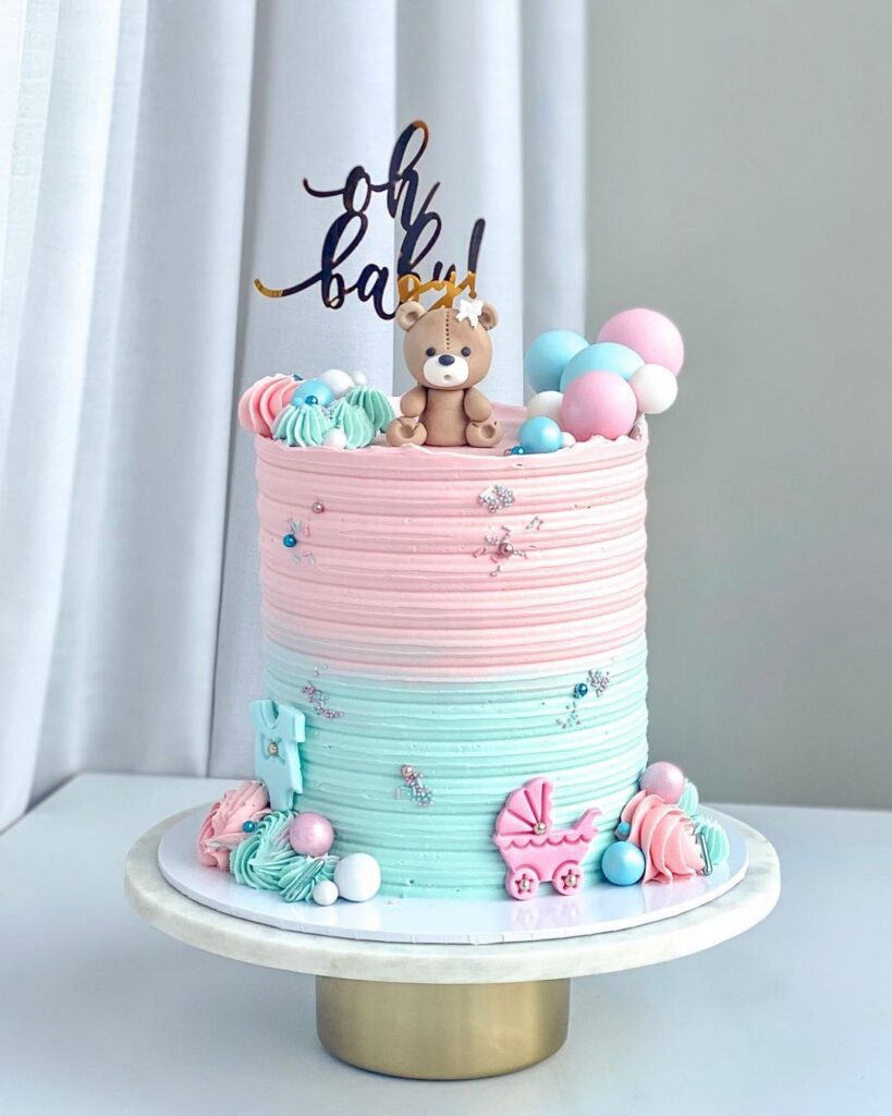 Oh Baby Teddy Bear Gender Reveal Cake