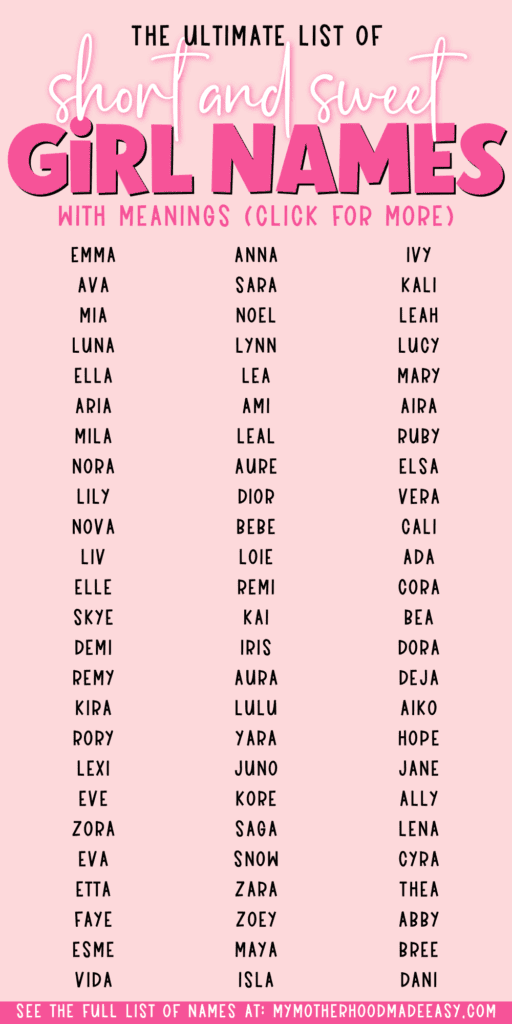 short girl names list