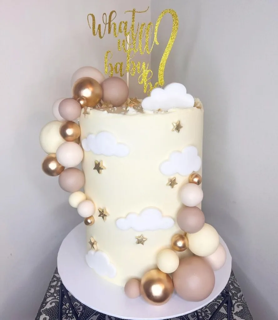 What Will Baby Be? Neutral Baby Reveal Cake