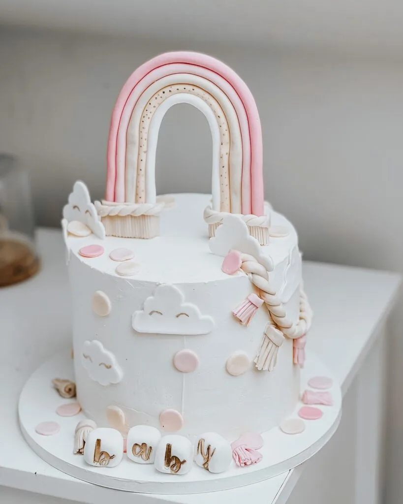 Boho Rainbow Baby Shower Cake