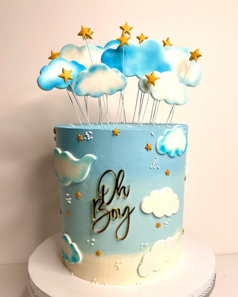 Clouds and Stars Baby Shower Cake