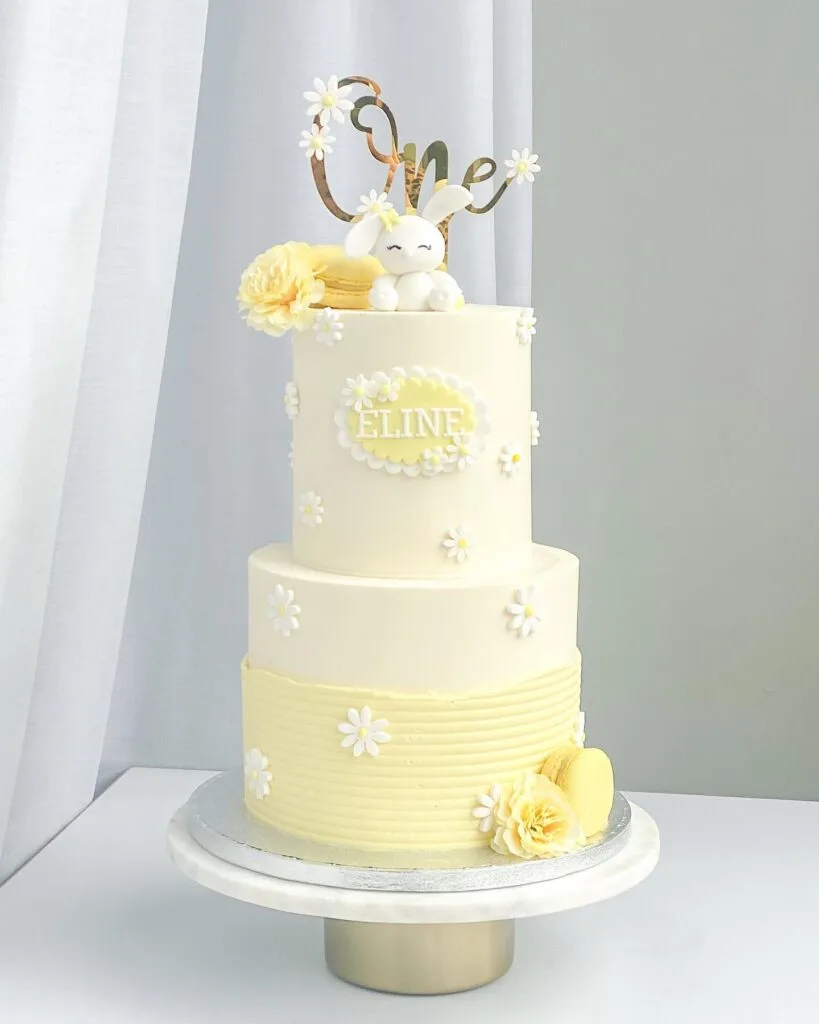 Yellow Pastel Daisy Baby Shower Cake