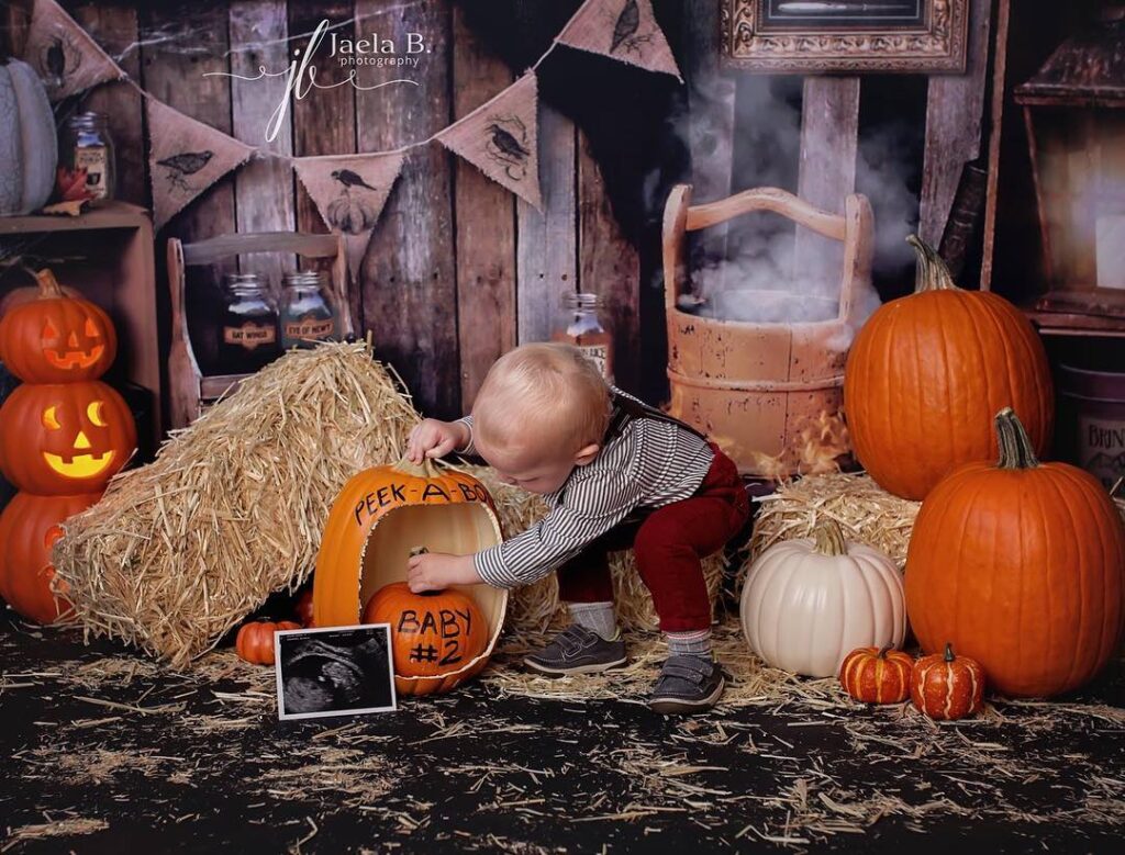 Peek-a-Boo, Baby #2 Halloween Sibling Pregnancy Announcement