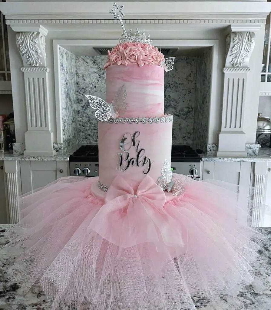 Pink Princess Tutu Baby Shower Cake