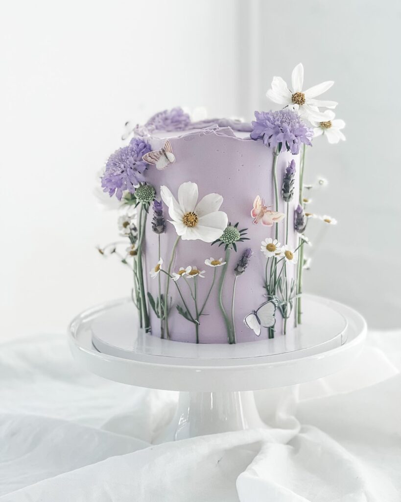 Purple Daisies Garden Baby Shower Cake