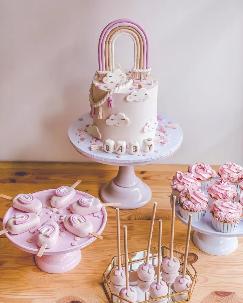 Rainbows and Clouds Baby Shower Cake