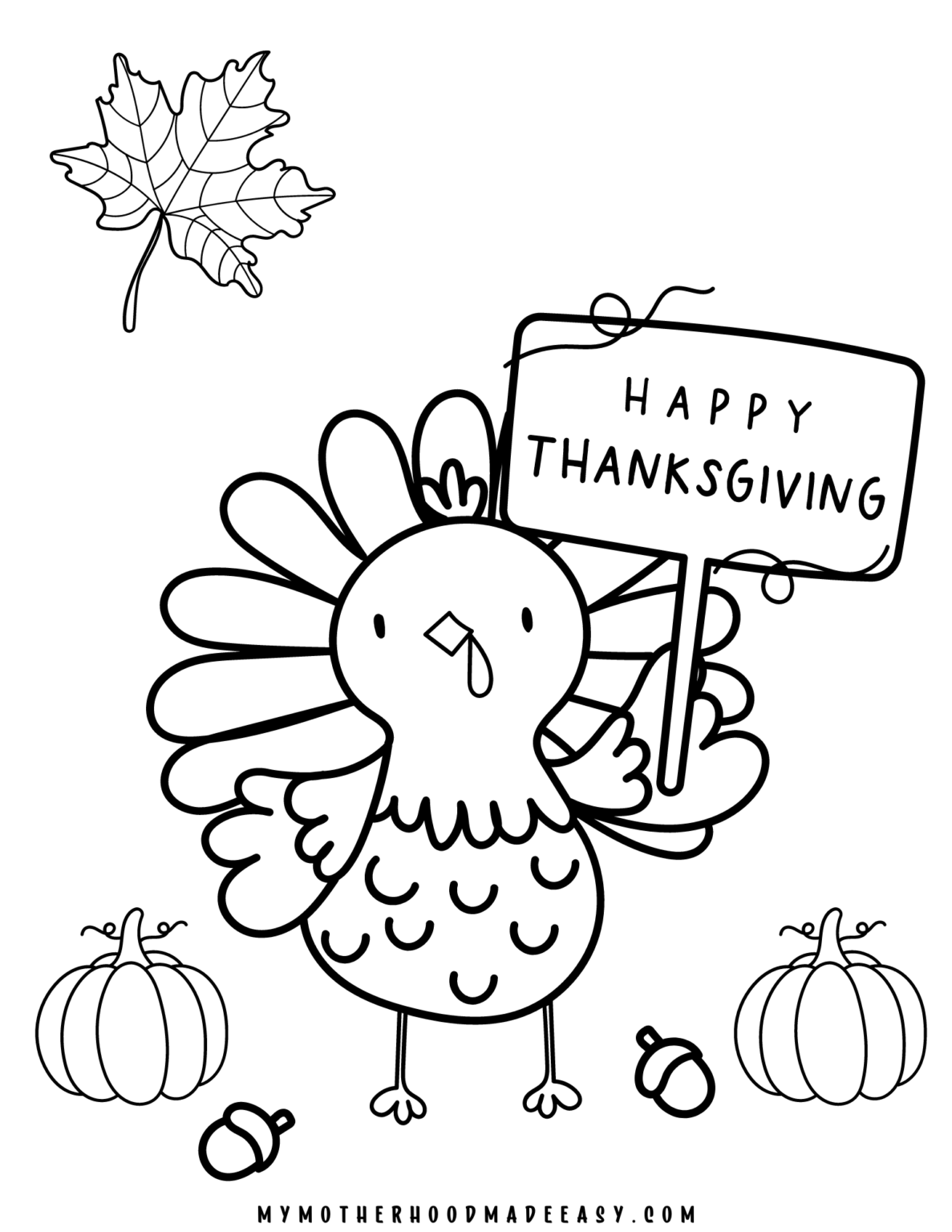 FREE Happy Thanksgiving Turkey Coloring Pages for Kids – My Motherhood ...