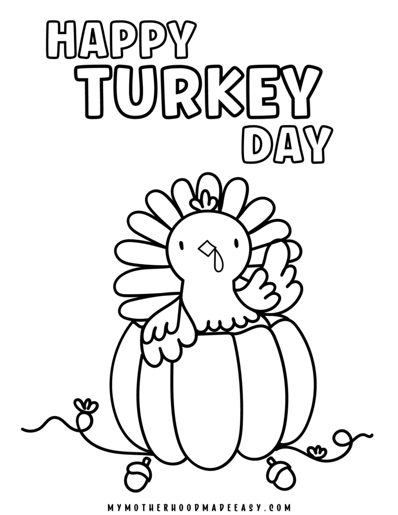 cute thanksgiving turkey coloring page