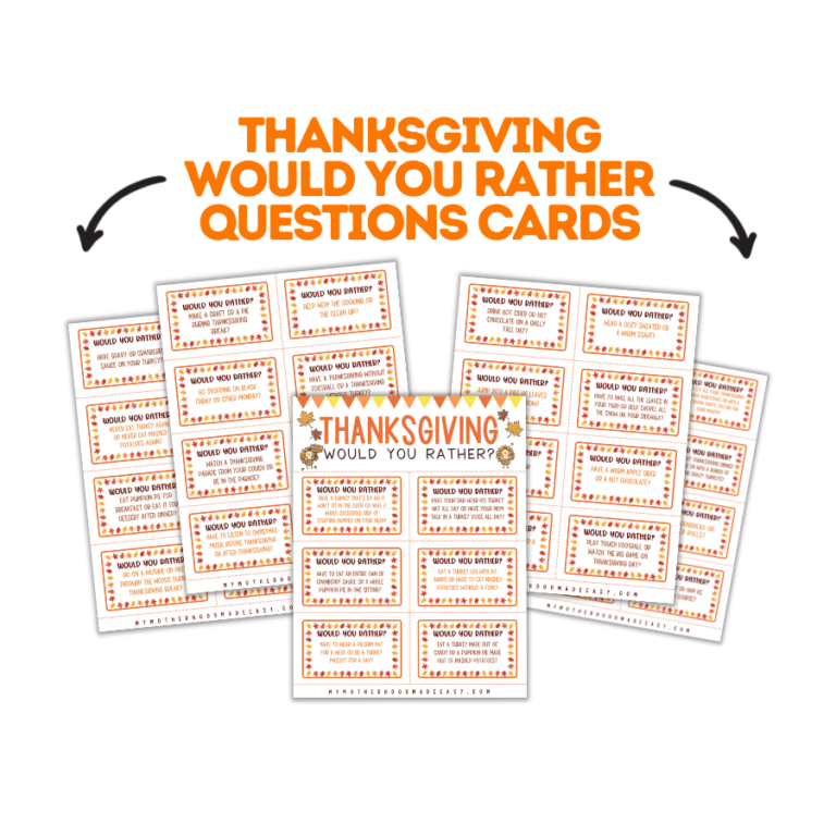 31+ FREE Thanksgiving Would You Rather Questions for Kids 2024