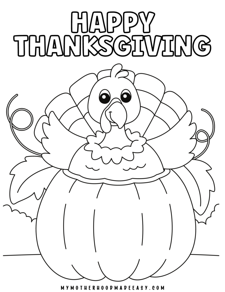 Happy thanksgiving turkey coloring page