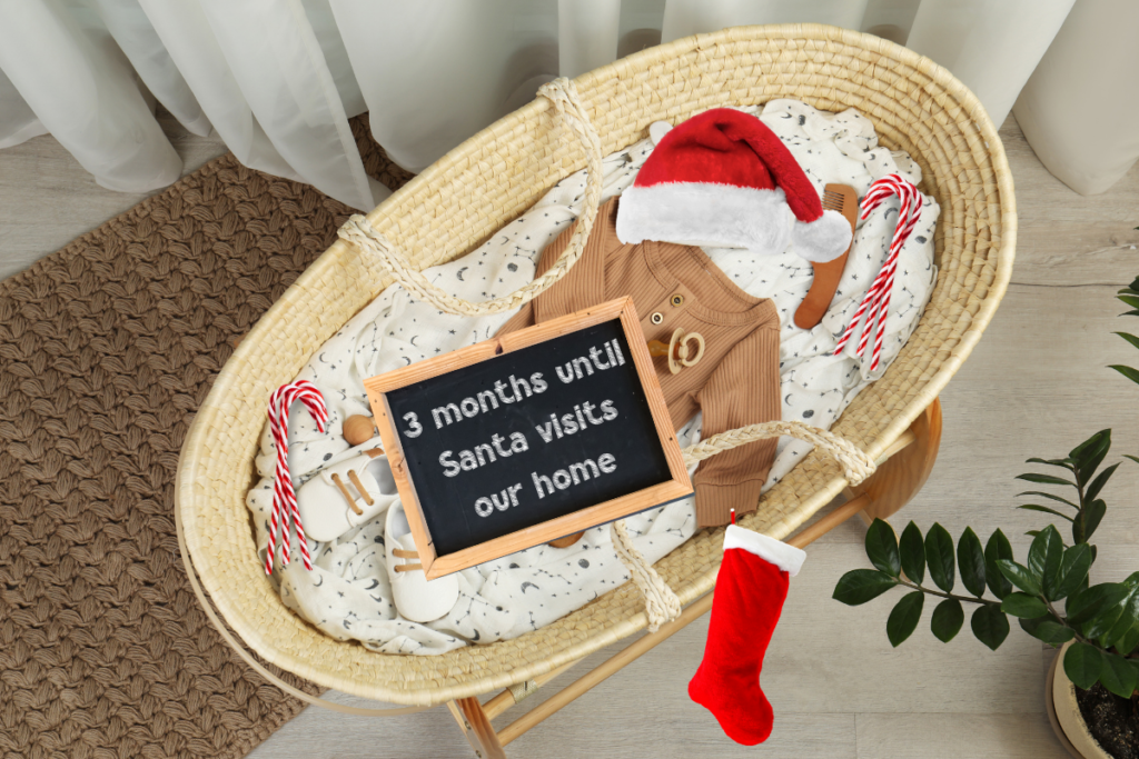 bassinet - Christmas Pregnancy Announcement Photoshoot Ideas