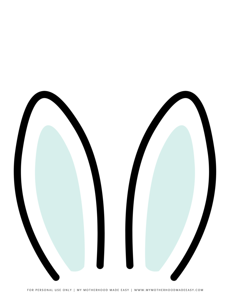 Blue printable easter bunny ears