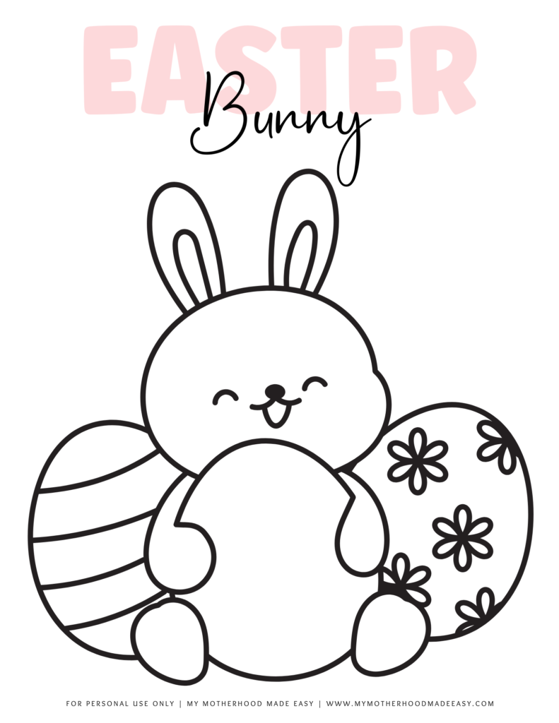 Cute Printable Easter Bunny Coloring Pages 