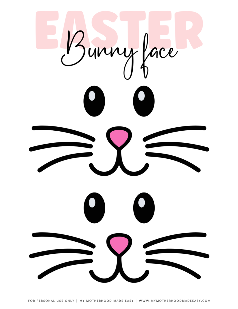 Pink Easter Bunny Faces PDF